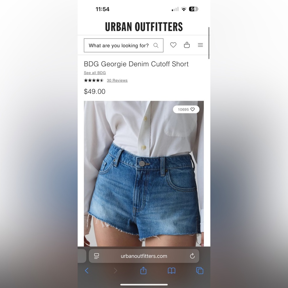 Urban Outfitters BDG Georgie Denim Cutoff Short